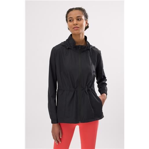 Ysabel Mora giacca sportiva antivento nera con cappuccio e tasche