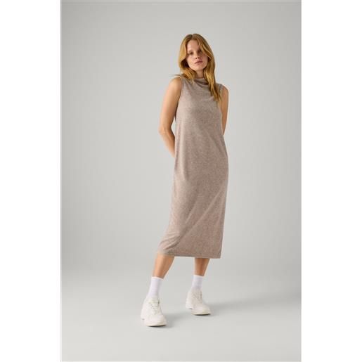 Ysabel Mora abito lungo marrone senza maniche in tinta unita