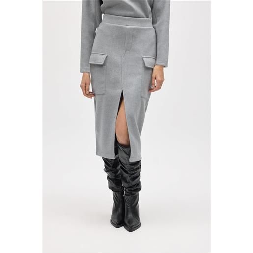 Ysabel Mora gonna midi in stile cargo grigio caldo