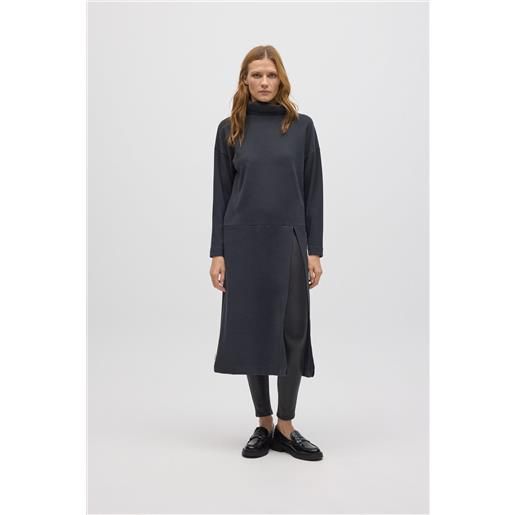 Ysabel Mora maglione lungo color carbone caldo con spacco