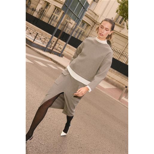 Ysabel Mora maglione girocollo grigio strutturato caldo