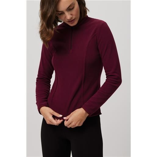 Ysabel Mora fodera in pile da donna con mezza zip marrone