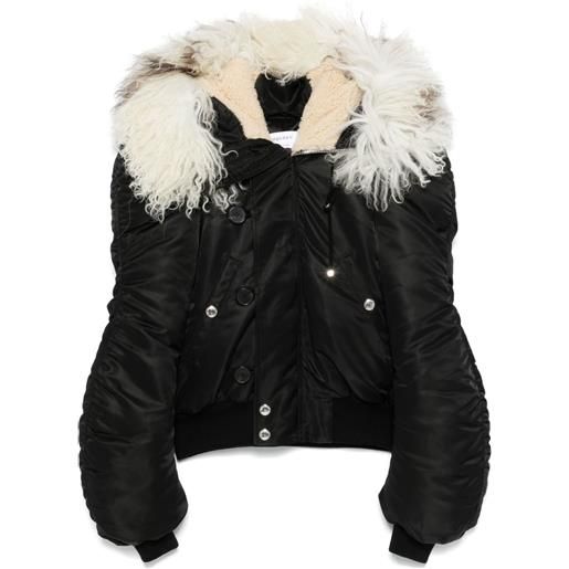 Alexander McQueen bomber con collo in shearling - nero