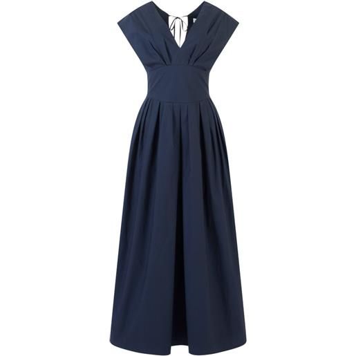 Rosie Assoulin abito midi plissettato con scollo a v - blu