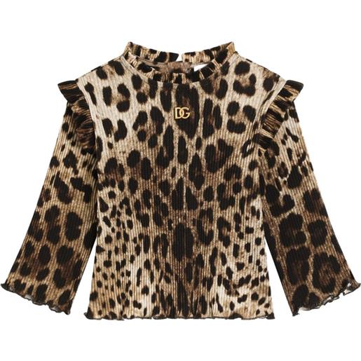 Dolce & Gabbana Kids blusa leopardata - marrone
