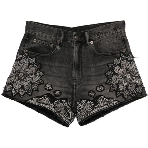R13 shorts x-bf con stampa bandana - nero