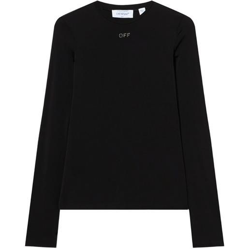 Off-White x swarovski top girocollo con cristalli - nero