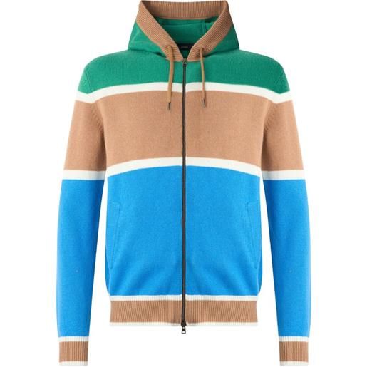 Herno felpa a righe con zip - blu