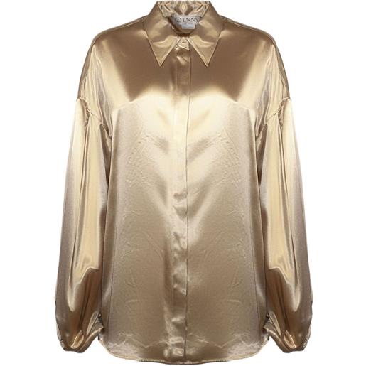 Genny camicia in raso a maniche lunghe - oro