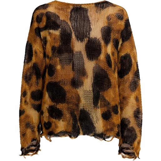 R13 maglione con effetto consumato - marrone
