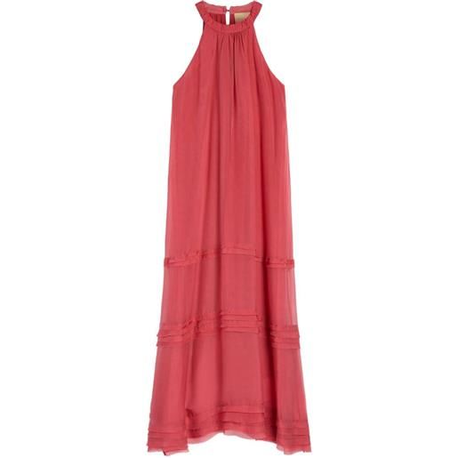 MOMONÌ abito lungo gris con ruches - rosso