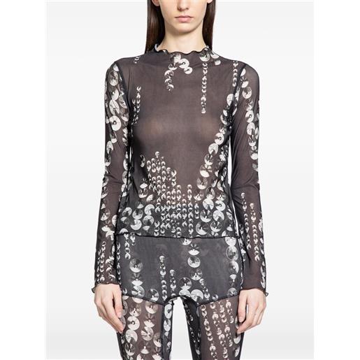 KNWLS top halcyon semi trasparente - nero