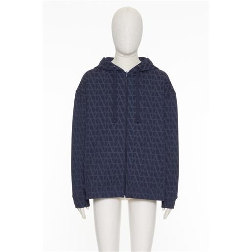 VALENTINO felpa in cotone con cappuccio, zip e stampa toile iconographe