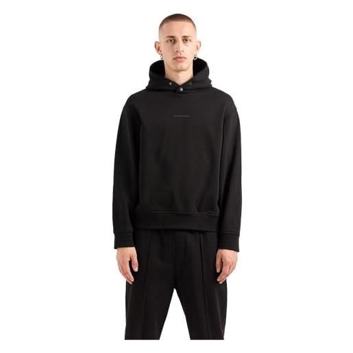 Armani Exchange felpa con cappuccio da uomo small front and back cotton french terry, nero, xxl