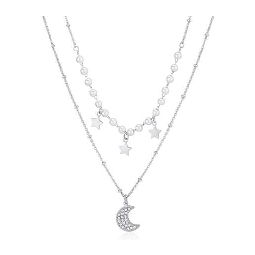 COLLANA PENDENTE DONNA S'AGAPÒ CRUZ SCZ03 ACCIAO CON CROCI