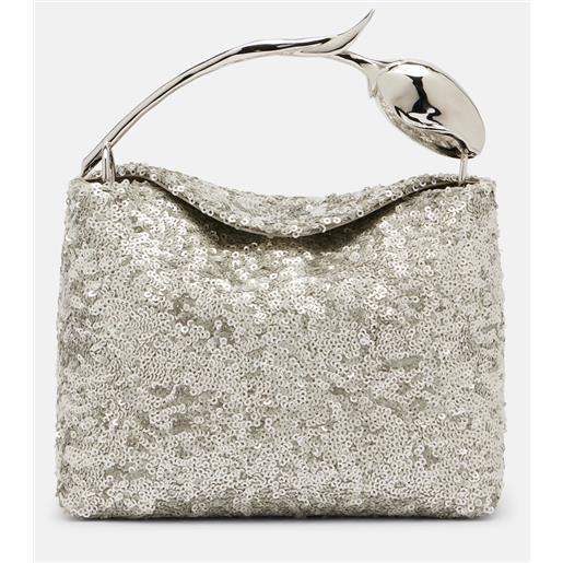 Erdem borsa a mano bloom mini con paillettes
