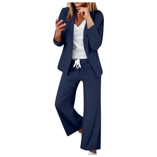 Leaomuny tailleur donna elegante cerimonia completa 2 pezzi con risvolto blazer slim fit suit leggeri e lavoro completi con pantalone gamba larga per matrimoni e feste autunno primaverile