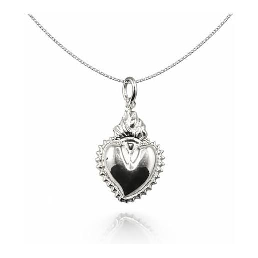 Bracciale Rosario con Sacro Cuore in Argento 925 con Zirconi Neri