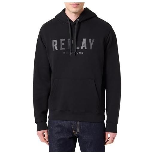 Replay m6717 felpa con cappuccio, 098 nero, l uomo