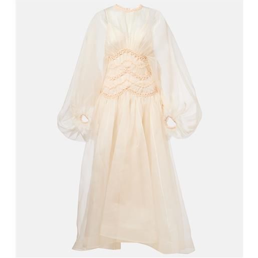 Zimmermann abito lungo illuminate in organza di seta