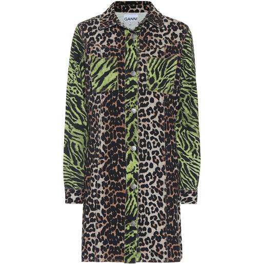Ganni abito di jeans a stampa leopardata e tigrata