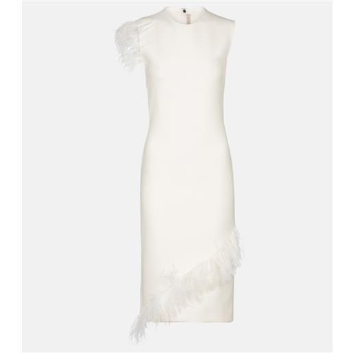 Christopher Kane abito midi in misto lana con piume