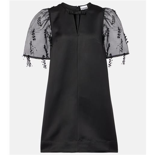 Ganni abito corto in organza con ricami