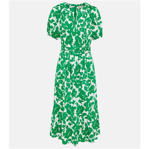 Diane von Furstenberg abito midi lindy in cotone con stampa