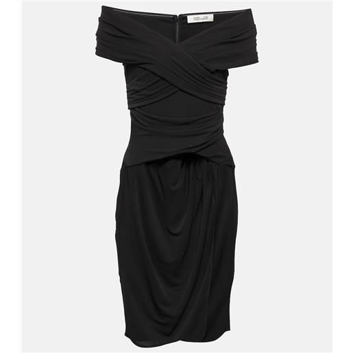 Diane von Furstenberg miniabito in jersey con scollo bardot