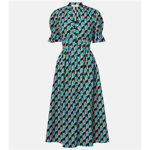 Diane von Furstenberg abito midi erica in cotone con stampa