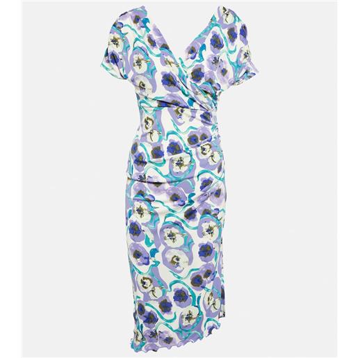 Diane von Furstenberg abito midi havana in jersey con stampa