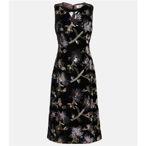 Diane von Furstenberg abito midi coral con paillettes