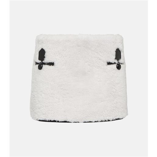 Blancha minigonna in shearling con pelle
