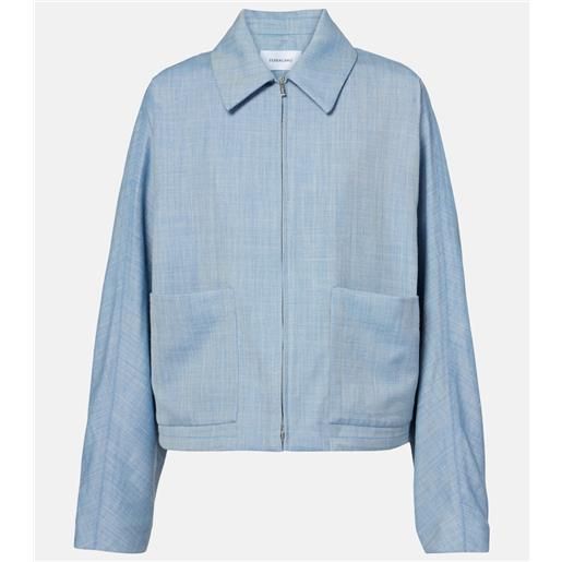 Ferragamo giacca blouson cropped in lana, seta e lino
