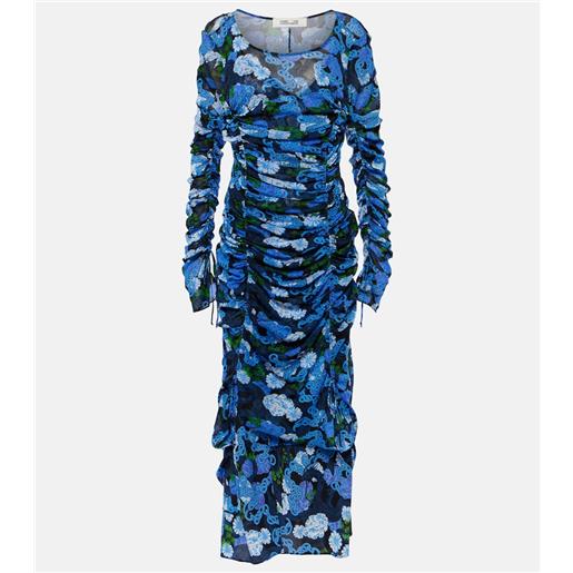 Diane von Furstenberg abito midi corinne in mesh con stampa