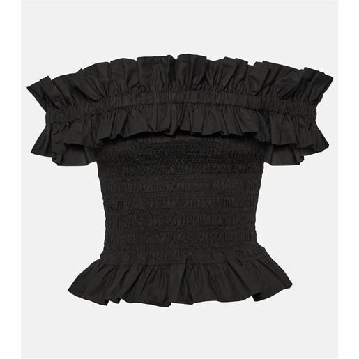 Ganni top in popeline di cotone off-shoulder