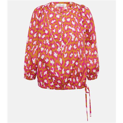 Diane von Furstenberg top juliette in misto cotone con stampa