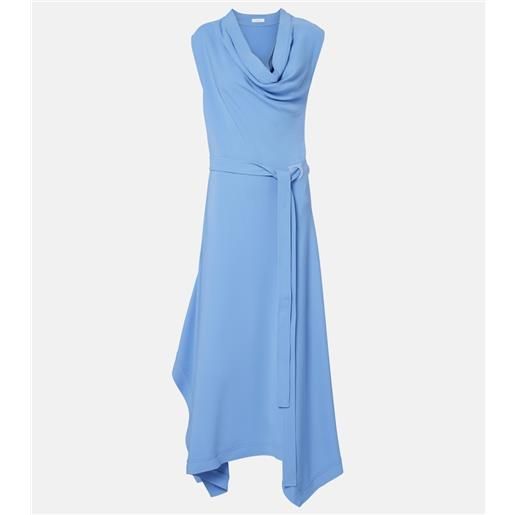 Ferragamo abito lungo asimmetrico gancini drappeggiato