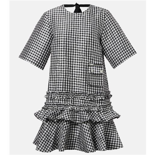 Ganni abito corto a quadretti con volant
