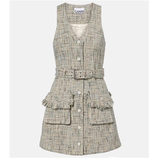 Ganni miniabito in tweed con cintura