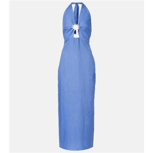 Cala de la Cruz abito lungo orly in lino con cut-out