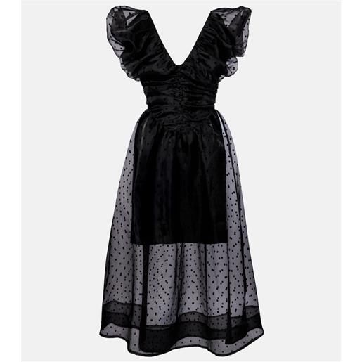 Ganni abito midi in organza a pois