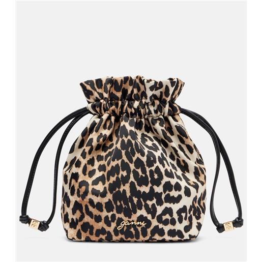 Ganni bustina bou con stampa leopardata
