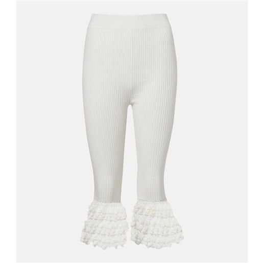 Ganni pantaloni capri in misto cotone con crochet