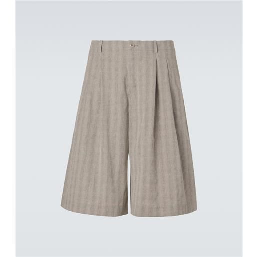 Our Legacy pantaloni capri in misto cotone e lino a righe