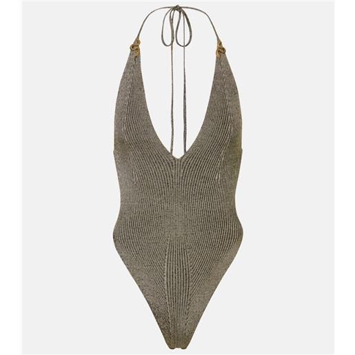 Roberto Cavalli body con lamã© e scollo allâamericana