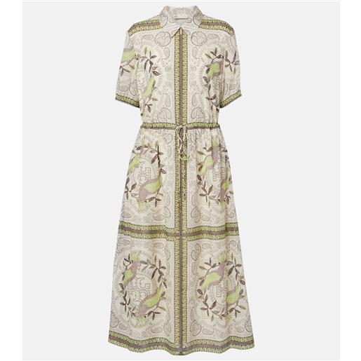 Tory Burch abito midi in seta e cotone con stampa