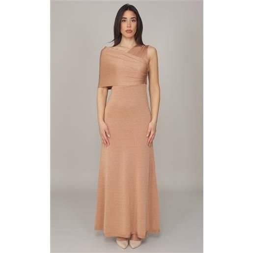 TWINSET abito lungo TWINSET monospalla con lurex, colore bronzo