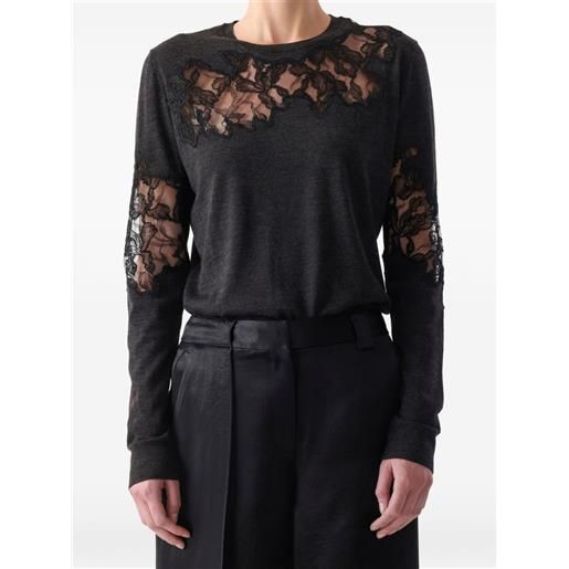 Jason Wu Collection t-shirt con orlo in pizzo - grigio