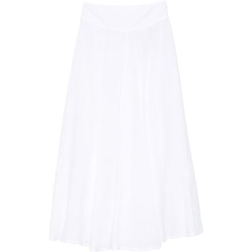 120% Lino gonna midi svasata - bianco